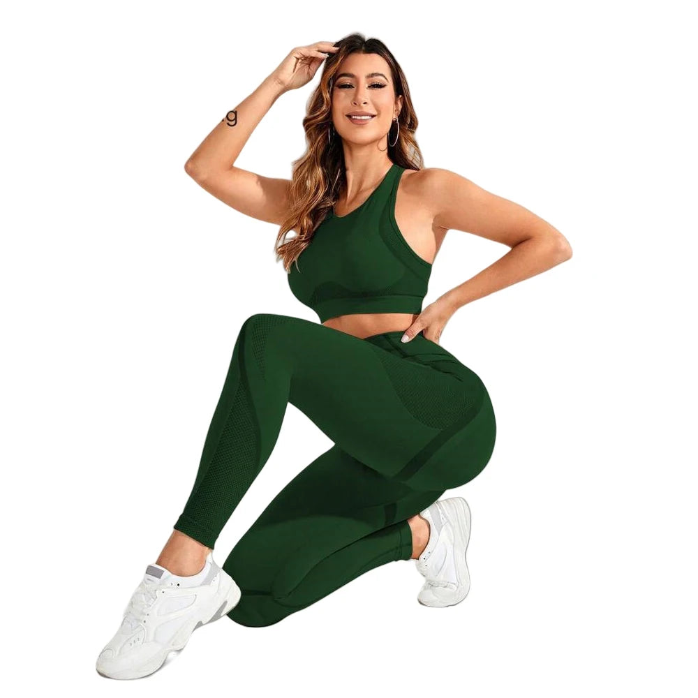 Women's Seamless High-Waist Yoga Set – Sculpting Workout Outfit, Sports Bra & Leggings Gym Set