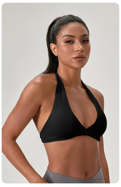 LOYPHARD Strappy Sports Bra – Women's Criss-Cross Back Padded Yoga & Fitness Bra
