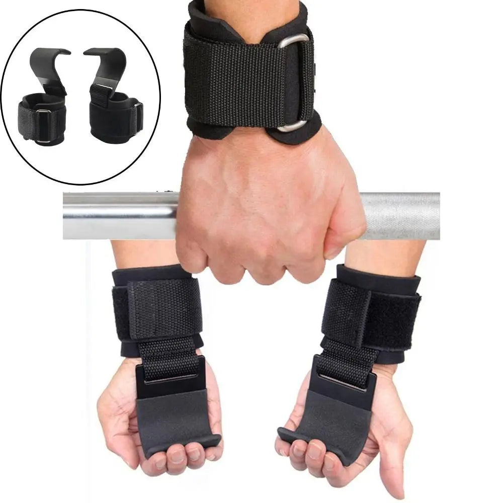 LOYPHARD Adjustable Steel Hook Grips Wrist Support for Weight Lifting & Gym Training.