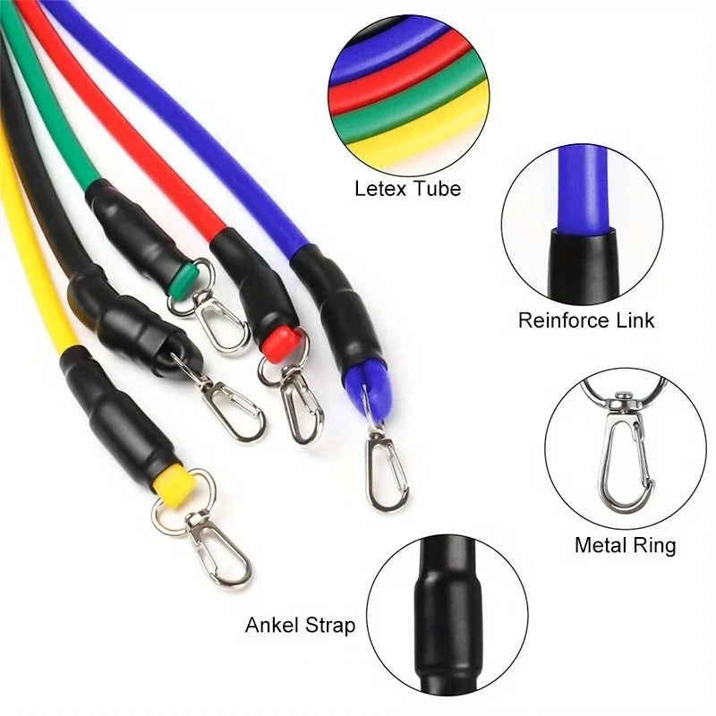 LOYPHARD 11PCS Resistance Bands Set – Portable Fitness Equipment with Pull Rope, Ankle Straps & Chest Expander