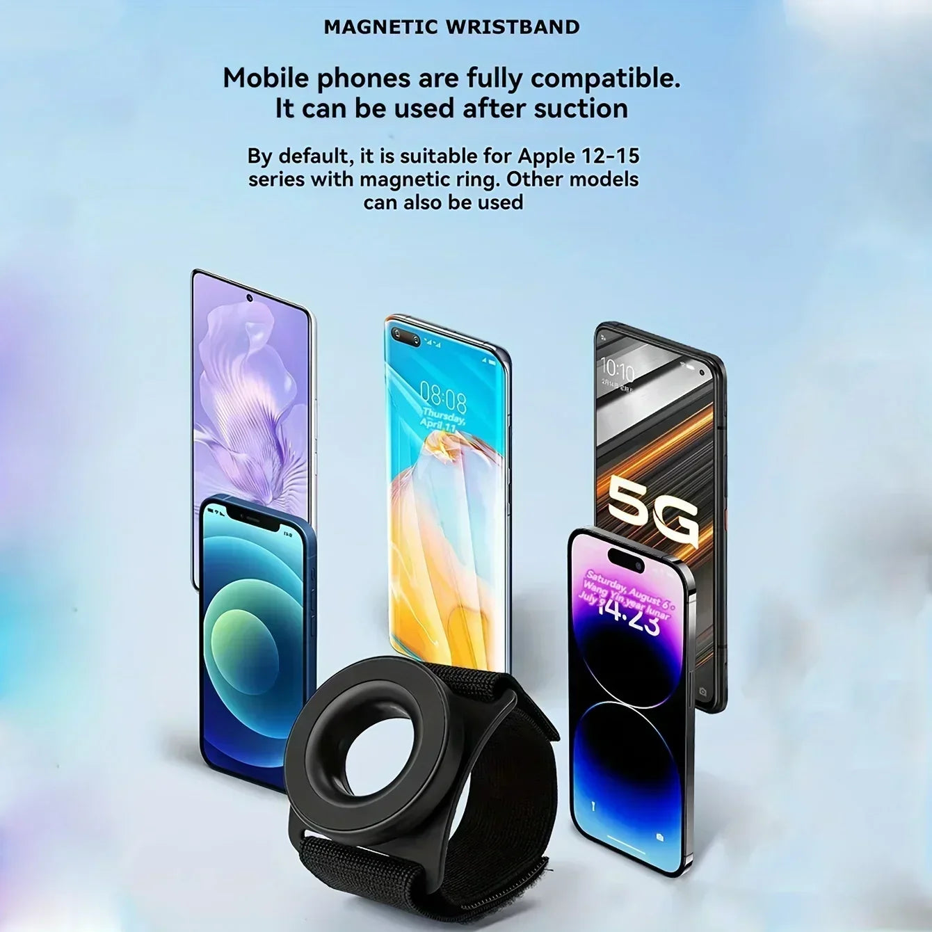 Magnetic Suction Phone Holder Wrist Strap