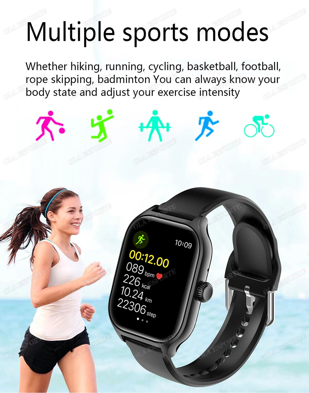 LOYPHARD Smart Fitness Watch in multi-sport workout mode