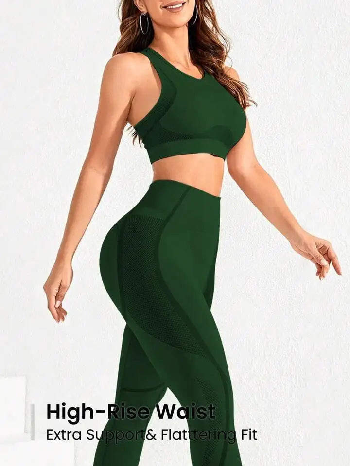 Women's Seamless High-Waist Yoga Set – Sculpting Workout Outfit, Sports Bra & Leggings Gym Set