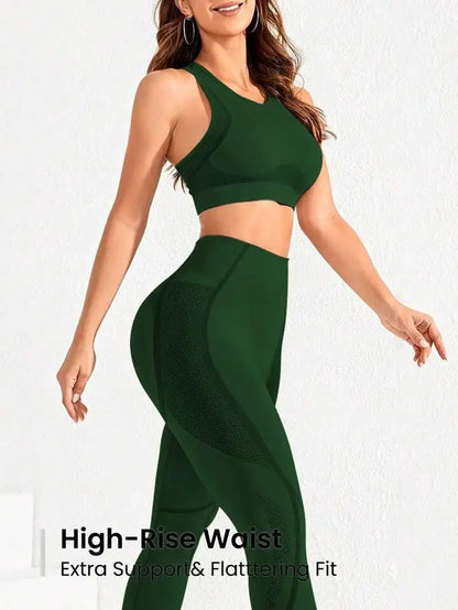 Women's Seamless High-Waist Yoga Set – Sculpting Workout Outfit, Sports Bra & Leggings Gym Set