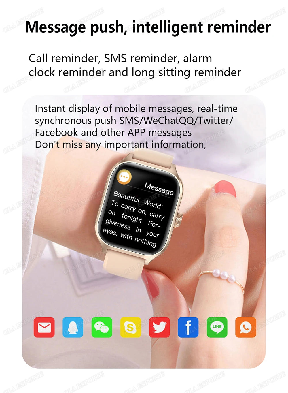 LOYPHARD Smart Fitness Watch displaying message alerts