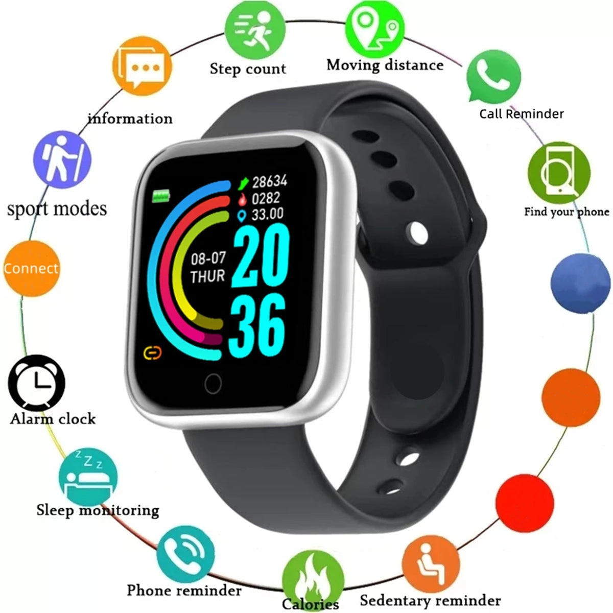 LOYPHARD PulseTrack Smart Watch – Fitness & Heart Rate Monitoring Sports Watch.