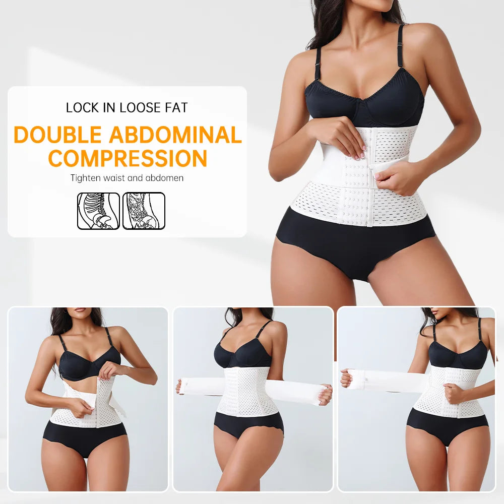 LOYPHARD PowerShape Waist Trainer – Double Belt Workout Corset with Back Support.
