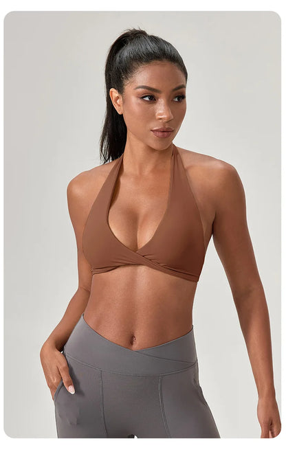 LOYPHARD Strappy Sports Bra – Women's Criss-Cross Back Padded Yoga & Fitness Bra