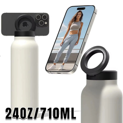 LOYPHARD insulated sports water bottle with magnetic phone holder