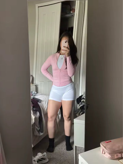 Women's 2-Piece Seamless Workout Set – Short Sleeve Crop Top & High Waist Gym Shorts Activewear